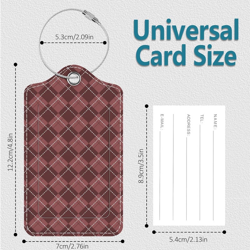 Chelmon Luggage Tags for Suitcases, 2 Pack Cute PU Leather Luggage Tag TSA Approved with Stainless Steel Loop and Address Card Baggage Tag for Travel&Hotel Stays&Cruise Ships&Shipping and Mailing - Image 3